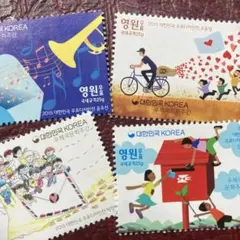 52228セール現品限り　外国切手未使用　韓国発行ポスト他4種揃