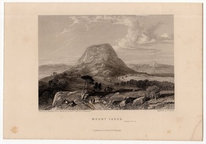 1836年 Harding 聖書の風景画 鋼版画 タボル山 Mount Tabor イスラエル