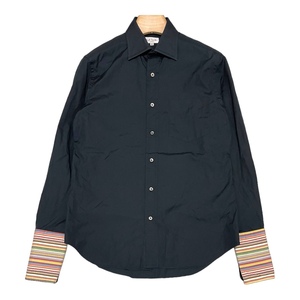 Paul Smith カフスシャツ マルチカラーストライプ M ブラック ドレスシャツ コットン素材 ポールスミス 5P061