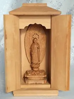 地蔵菩薩立像【極小】#1 厨子入り ◆白檀 木彫 仏像