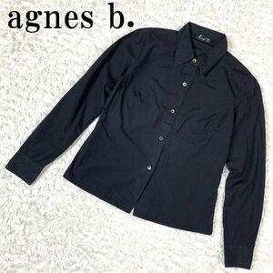 agnes b. アニエスベー シャツ ダークネイビー 長袖 紺色 コットン B2907