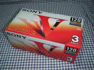 ★送料520円OK/未使用/SONY(韓国製)VHSビデオテープ3個パック1個3T120V/スタンダード/120分テープ★