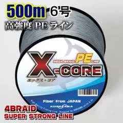 高強度PEラインX-CORE６号70lb・500m巻き 灰 グレー！