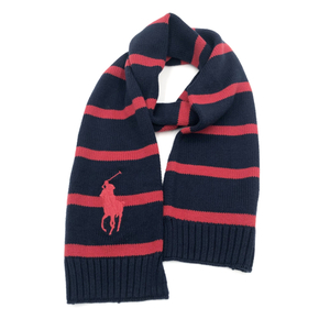 ポロラルフローレン POLO RALPH LAUREN ボーダーニットマフラー ホース ロゴ ネイビー 送料無料 g0620wq025 中古 ブランド古着DB