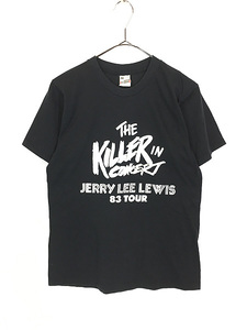 レディース 古着 80s USA製 JERRY LEE LEWIS 「THE KILLER IN CONCERT 83 TOUR」 ツアー ロック シンガー Tシャツ 黒 M 古着