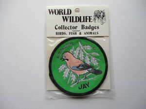 70s WORLD WILDLIFEカケス『JAY』Collector Badgesワッペン/BIRD鳥バードウォッチング野鳥OUTDOOR自然アウトドアPATCHアップリケ V193