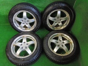 ブリヂストン VRX 185/60R15 社外 Oettinger 15×6.5J 溝有スタッドレス付4本 コンパクトカーに 中古 売切!!