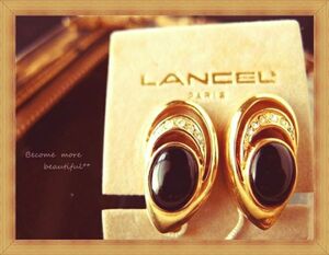 ★ランセル LANCEL PARIS★黒ストーンのビジューイヤリング★198