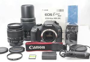 ★【限定！一眼レフ スターティングセット 8GBSD】 Canon EOS Kiss X80 ★ EF-S18-55mm IS II EF55-200mm II USM ★ バッテリー充電器取説