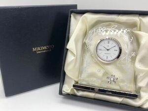 1円 MIKIMOTO ミキモト 置時計 真珠 パール 置き時計 箱付き インテリア 電池切れ 不動品