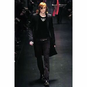 極美品 Dior homme 05aw サテン ロングテーラードジャケット 46 ブラック チェスターコート スモーキング ディオールオム エディ期 シルク