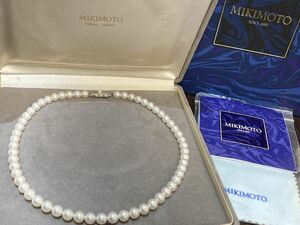 1円〜！MIKIMOTO ミキモト パール 真珠 ネックレス アクセサリー 留め具SIL刻印 約7㎜ 33g 箱付き！本真珠 ！