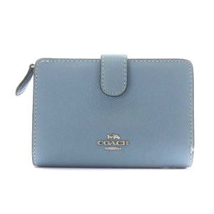 コーチ COACH 二つ折り財布 小銭入れ レザー 水色 ライトブルー /AN8 レディース