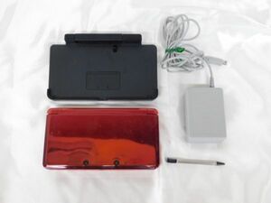 T710★NINTENDO 3DS 本体 置き型充電器 充電アダプター CTR-001 タッチペン 4点 赤 ゲーム機 ニンテンドー ★送料590円〜