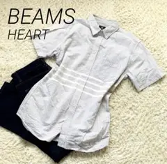 ビームスハート コットンシャツ　サイズM ライトグレー　半袖人気モデル