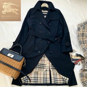 ★バーバリーロンドン★BURBERRY LONDON★38/9号/M ウールライナー付2way☆メガチェックコンビロングトレンチコート 通勤 フォーマル 旅行