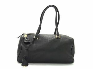 1円 ■美品■ PRADA プラダ レザー 南京錠 ハンドバッグ トートバッグ レディース ブラック系 BG7877