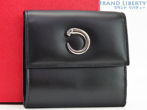 新品同様 カルティエ パンテール 三つ折り財布 コンパクト財布 ブラック シルバー金具 カーフレザー L3000209