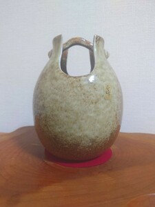 ☆未使用☆　花瓶　花器　花入　茶道具　美濃　伊賀　手桶花瓶　第一陶器　巨峰　骨董　焼物　生花　