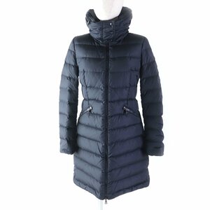 美品★MONCLER モンクレール FLAMMETTE フラメッテ フード・ロゴワッペン付 ZIP UP ダウンコート ネイビー 紺 00 正規品 レディース