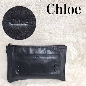 美品 CHLOE クロエ オールレザー クラッチバッグ セカンドバッグ ロゴ 金具