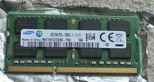 SAMSUNG製 DDR3 PC3L 12800S 204Pin 8G 低電圧対応 1枚。