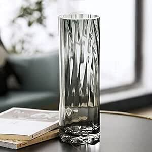 花瓶 ガラス 透明 グレー 30cm 花器 フラワーベース シリンダー 円柱 ガラスベース ガラスボトル アレンジ インテリア 水