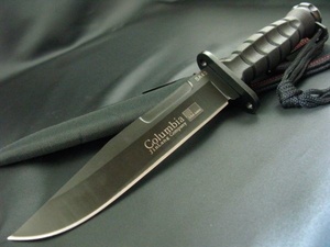 SA43★Columbia Saber★コロンビアナイフ　 高品質シースナイフ ブラックラバーハンドル　 アウトドアナイフ