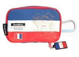 送料込 Bandiera (バンディエラ) ナショナルフラッグ デジカメケース フランス 6503 フランス国旗 トリコロール ポーチ カラビナ グッズ