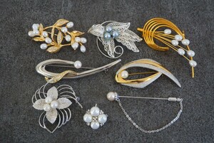 B1030 アコヤ真珠など 本真珠 パール ブローチ ヴィンテージ アクセサリー 大量 セット まとめて おまとめ まとめ売り 装飾品