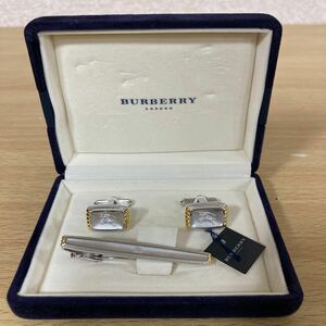 BURBERRY バーバリー アクセサリー シルバー メンズ ビジネス ネクタイピン カフスボタン 重量 約22.6g 未使用品 4 シ 5713