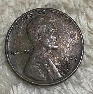 アメリカ　1セント　1953年　外国コイン