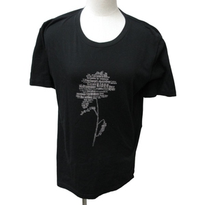 サンローラン パリ SAINT LAURENT PARIS プリントTシャツ カットソー フランス製 半袖 黒 ブラック XSサイズ 0117 IBO46 メンズ レディース
