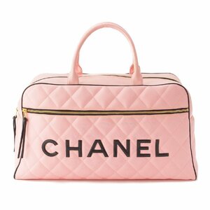 【シャネル】Chanel　マトラッセ カーフレザー ロゴ ボストンバッグ ハンドバック A05943 ピンク 【中古】【正規品保証】204845