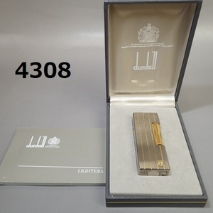 AC-4308◆dunhill　ダンヒル　ローラーライター　ゴールド×シルバーカラー　ストライプ　火花なし　箱付