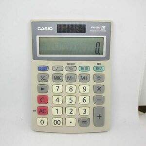 動作品 昭和レトロ CASIO カシオ MW-12A 電卓 ソーラー 12桁 12-DIGIT 計算機 簿記 事務/B25 510-7