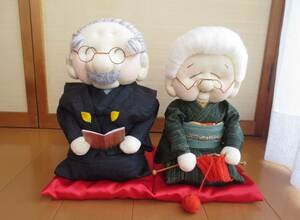 おじいさんおばあさん人形　創作人形　ハンドメイド　金婚式　お祝い　インテリア　夫婦人形　ギフト　