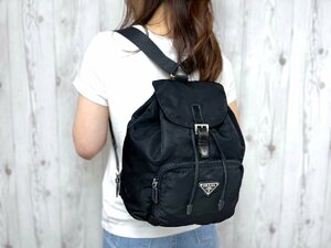 極美品 PRADA プラダ テスート ナイロンリュック リュックサック バッグ ナイロン×レザー 黒 70842