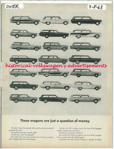 二枚組 空冷 VW フォルクスワーゲン バス　広告 当事モノ ラージサイズ 英語版：These wagon are just a question of money.