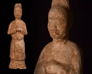 T186 【泉美】旧家初出 唐物 古渡 中国 陶俑 人形 像 立像 置物 オブジェ