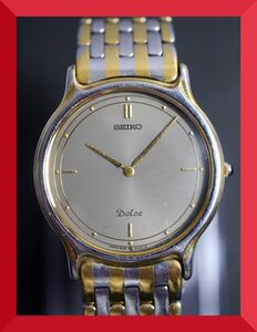 美品 セイコー SEIKO ドルチェ DOLCE クォーツ 3針 純正ベルト 9530-6000 男性用 メンズ 腕時計 x241 稼働品