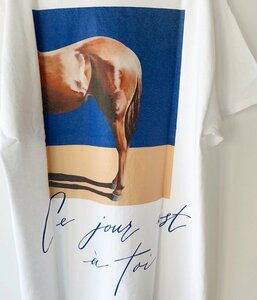 希少★新品本物【白★3】★HORSE SS TEE バックプリント 織ネーム 正規店購入 ディセンダント 入手困難 DESCENDANT 21SS スポット 即日発送