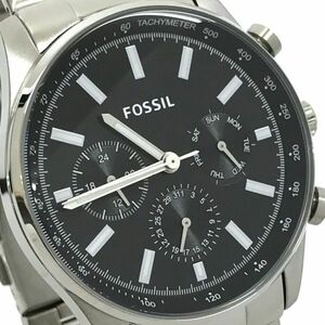 新品 FOSSIL フォッシル 腕時計 BQ2447 クオーツ アナログ ラウンド ブラック クロノグラフ コレクション おしゃれ 箱付き 動作確認済み