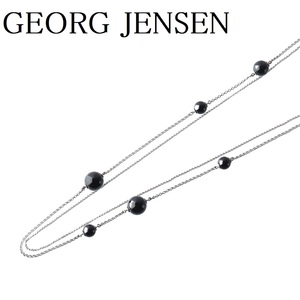 ジョージジェンセン 2連 ロング ネックレス オニキス シルバー 100cm GEORG JENSEN【13211】