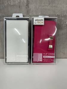 新品 送料無料　Ploom TECH用　電子タバコケース　2個セット　フリップカバー ケース　白　ピンク　手帳型カバー　886　848
