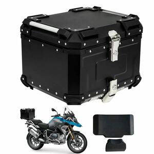 バイク用 リアボックス 65L大容量 トップケース バイク オートバイ ボックス パニアケース アルミ製 軽量 取付ベース付 簡単脱着 鍵付き2本