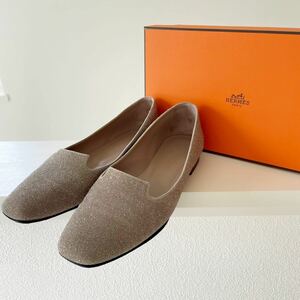 HERMES モカシン　ローファー　ゴールド　36 フラットシューズ　エルメス