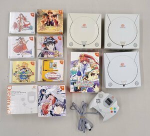 0228-6☆1円スタート☆美品 Dreamcast ドリームキャスト本体×３、コントローラー×２、サクラ大戦、シュンムーコミックパーティ等