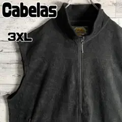 Cabelas　カベラス　フリースベスト　刺繍ロゴ　3XL　黒　ビッグサイズ