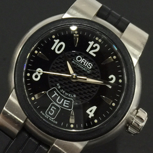 オリス デイデイト 自動巻 オートマチック 腕時計 ボーイズサイズ 7523-44 ブラック文字盤 純正ベルト ORIS